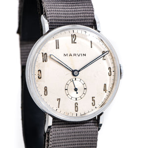 1950's Vintage Marvin Oversized 39mm Stainless Steel Watch  (# 15117)