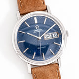 vintage omega blue dial deville ww, on its back