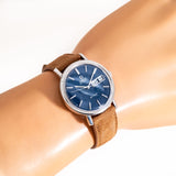 vintage omega blue dial deville ww, wrist shot close up