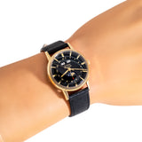 vintage zodiac triple date moon phase ww, wrist shot close up