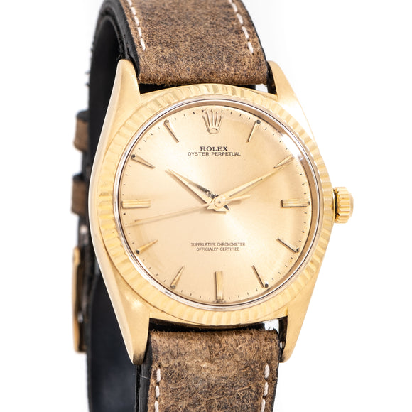 1959 Vintage Rolex Oyster Perpetual Ref. 1013 Solid 18k Yellow Gold Watch (# 15144)