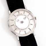 1960's Vintage LeCoultre Diamond Mystery Dial Ref. 182 Solid 14k White Gold Watch (# 15993)