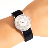 1960's Vintage LeCoultre Diamond Mystery Dial Ref. 182 Solid 14k White Gold Watch (# 15993)