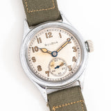1945 Vintage Bulova WWII Military, Nickel Plated Base Metal, Stainless Steel Case Back Watch (# 15994)