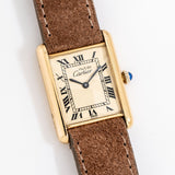vintage cartier tank champagne dial ww, on its back