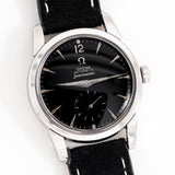 vintage omega seamaster black dial ww, on its back