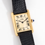 1990's Cartier Tank Must De 18k Yellow Gold Plated Sterling Silver Watch (# 15164)