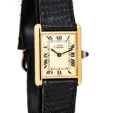 1990's Cartier Tank Must De 18k Yellow Gold Plated Sterling Silver Watch (# 15164)