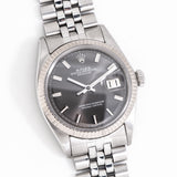 1968 Vintage Rolex Datejust Ref. 1601 Ghost Wide Boy No Lume Dial, 14k White Gold & Stainless Watch (# 15167)