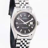 1968 Vintage Rolex Datejust Ref. 1601 Ghost Wide Boy No Lume Dial, 14k White Gold & Stainless Watch (# 15167)