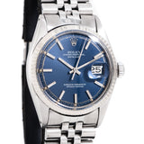 1973 Vintage Rolex Datejust Blue Dial Ref. 1601 in 14k White Gold & Stainless Steel (# 15173)