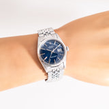 1973 Vintage Rolex Datejust Blue Dial Ref. 1601 in 14k White Gold & Stainless Steel (# 15173)