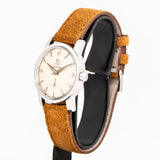 vintage omega seamaster ww, side of the case with crown view