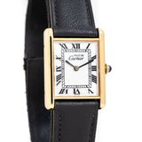 1990's Cartier Tank Must De 18k Yellow Gold Plated Sterling Silver Watch (# 16025)