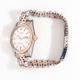 vintage rolex rose gold and stainless steel ww, side of the case with additional crown
