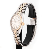 vintage rolex rose gold and stainless steel ww, side of the case with crown