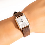 vintage rolex precision square shaped ww, wrist shot close up