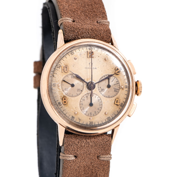 1946 Vintage Omega Ref. 2279 27CH / 321 Chronograph in Solid 14k Rose Gold (# 15187)