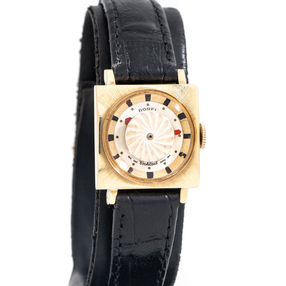 1990's Vintage Ladies Ernest Borel KALEIDOSCOPE Cocktail Watch in 14k Yellow Gold Plated Stainless Steel (# 15190)