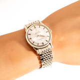 vintage omega constellation pie-pan ww, wrist shot close up