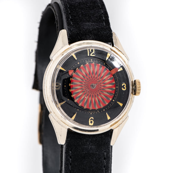 1980's Vintage Robot Men's Sized Kaleidoscope Cocktail Watch, 18k Yellow Gold Plated (# 15195)