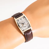 vintage omega tonneau ww, wrist shot close up