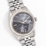 1971 Vintage Rolex Datejust Ref. 1601 Ghost Dial, 14k White Gold & Stainless Watch (# 15222)