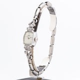 1950's Vintage Gruen Precision Ladies Sized Diamond Studded 10k White Gold Filled Watch (# 14377)