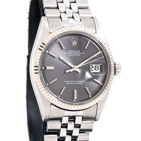 1971 Vintage Rolex Datejust Ref. 1601 Ghost Dial, 14k White Gold & Stainless Watch (# 15222)