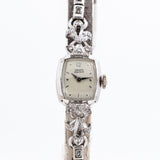 1950's Vintage Gruen Precision Ladies Sized Diamond Studded 10k White Gold Filled Watch (# 14377)