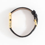 vintage cartier tank md black dial ww, on its side, crown view