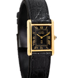 vintage cartier tank md black dial ww