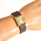 vintage cartier tank must de champagne dial ww, wrist shot close up