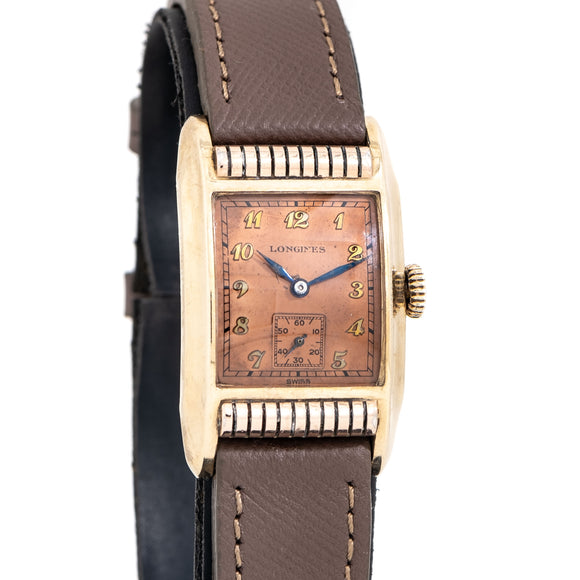 1940 Vintage Longines 10k Yellow Gold Filled Case with Rose Gold Accented Lugs (# 15224)