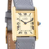 1990's Era Cartier Tank Must De 18k Yellow Gold Plated over Sterling Silver Men's Size Watch (# 14382)