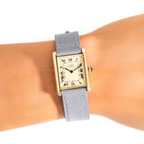 1990's Era Cartier Tank Must De 18k Yellow Gold Plated over Sterling Silver Men's Size Watch (# 14382)