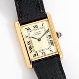 1990's Cartier Tank Must De 18k Yellow Gold Plated Sterling Silver Watch (# 15226)