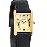 1980's Cartier Tank Must De 18k Yellow Gold Plated Sterling Silver Watch (# 15226)