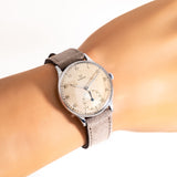 vintage omega stainless steel ww, wrist shot close up