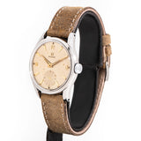 vintage omega oversized ss ww, side of the case with crown view