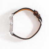 vintage jlc WWII wristwatch, side of the case with crown view