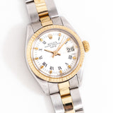 vintage two tone ladies rolex 26mm, buckley dial, on its back