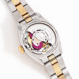 vintage two tone ladies rolex 26mm, buckley dial, movement shot