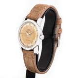 vintage omega twotone dial ww, side of the case with crown