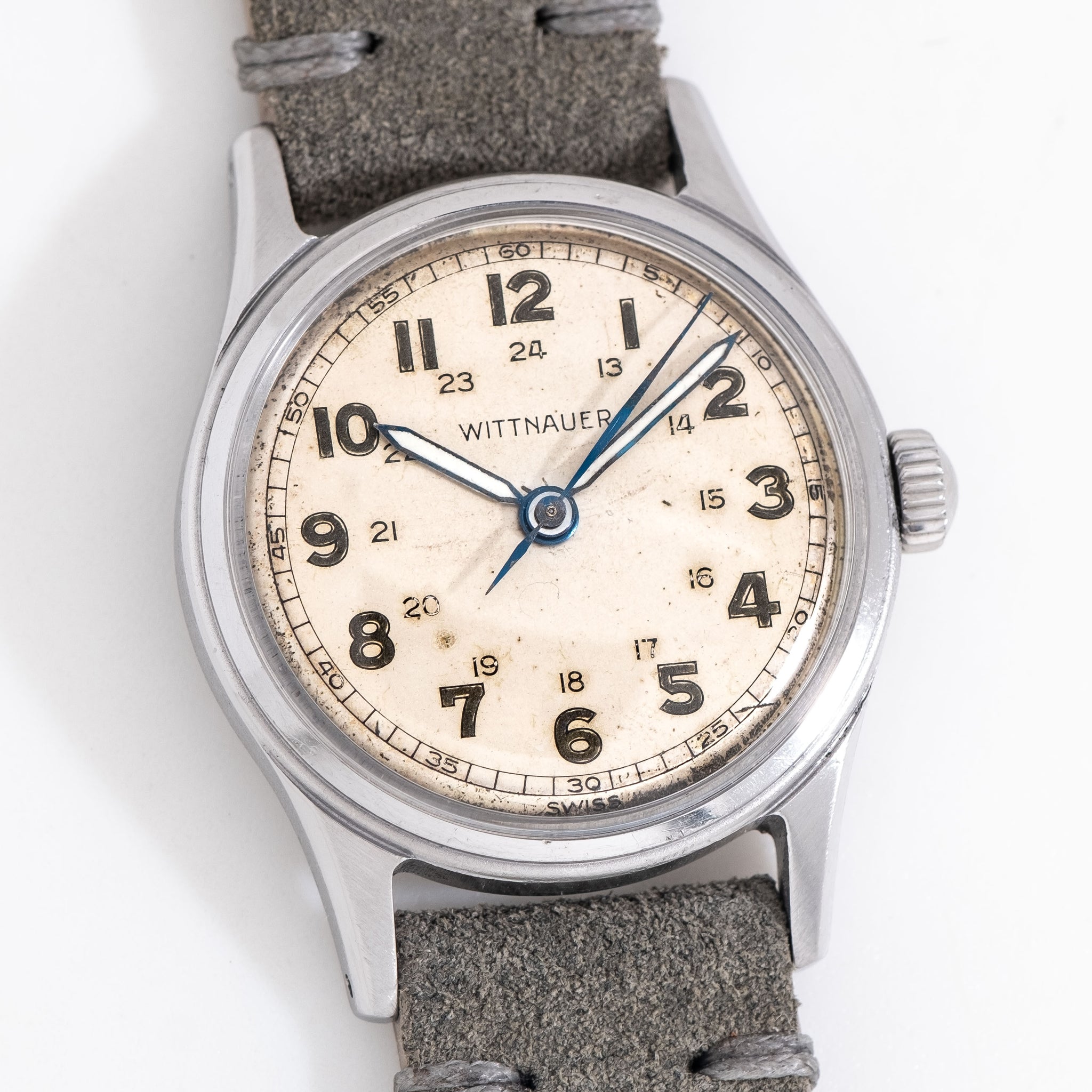 1950's Vintage Wittnauer Military Style Stainless Steel Watch