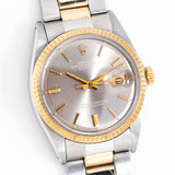 1971 Vintage Rolex Datejust Ref. 1601 Grey Dial Two Tone 14k Yellow Gold & Stainless Watch (# 15258)