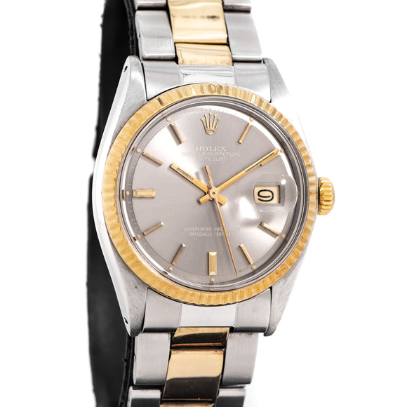 1971 Vintage Rolex Datejust Ref. 1601 Grey Dial Two Tone 14k Yellow Gold & Stainless Watch (# 15258)