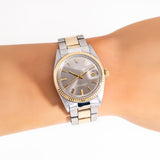 1971 Vintage Rolex Datejust Ref. 1601 Grey Dial Two Tone 14k Yellow Gold & Stainless Watch (# 15258)