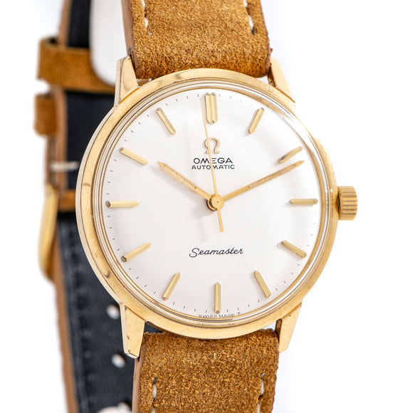 1963 Vintage Omega Seamaster Ref. 165.001 in 18k Yellow Gold Plated Stainless Steel Watch (# 14448)