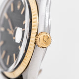 1968 Vintage Rolex Datejust Ref. 1601 Black Gilt Dial Two-Tone in 14k Yellow Gold & Stainless Steel (# 14487)